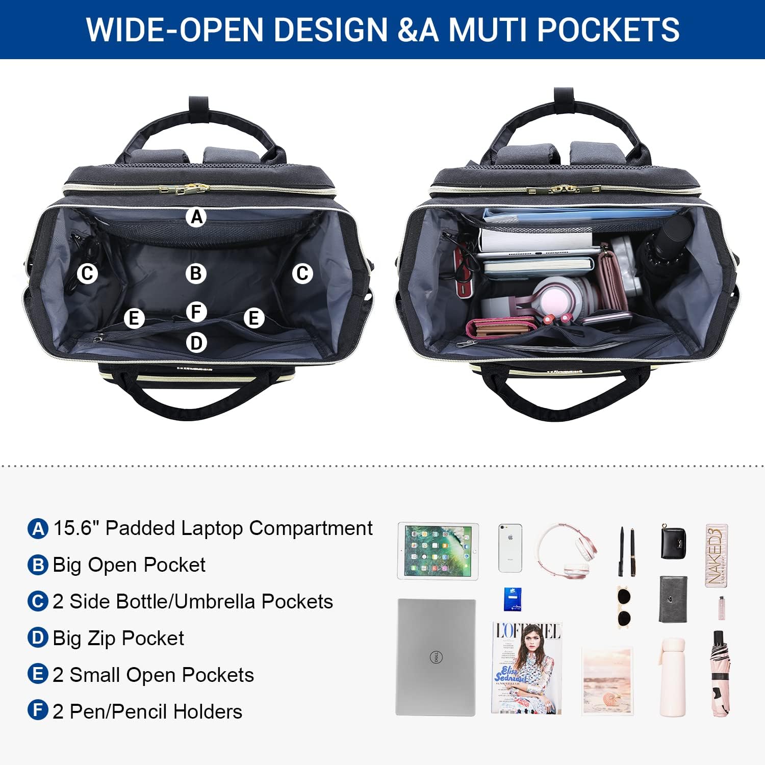 Thumbnail 4 de LOVEVOOK Rucksack Laptop bis 17 Zoll dunkelgrau