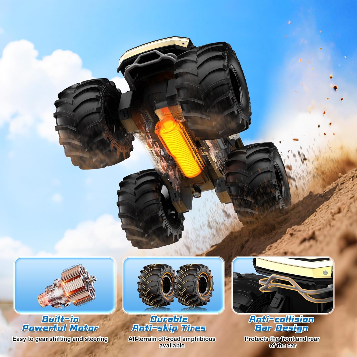 Thumbnail 6 de Dafotil KT912A 1:18 Amphibious RC Monster Truck, 4WD, 2.4 GHz
