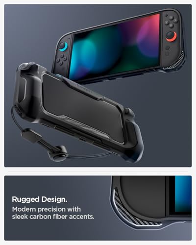 Detalle de Spigen Funda Rugged Armor para Nintendo Switch 2 (2025) – Negro Mate