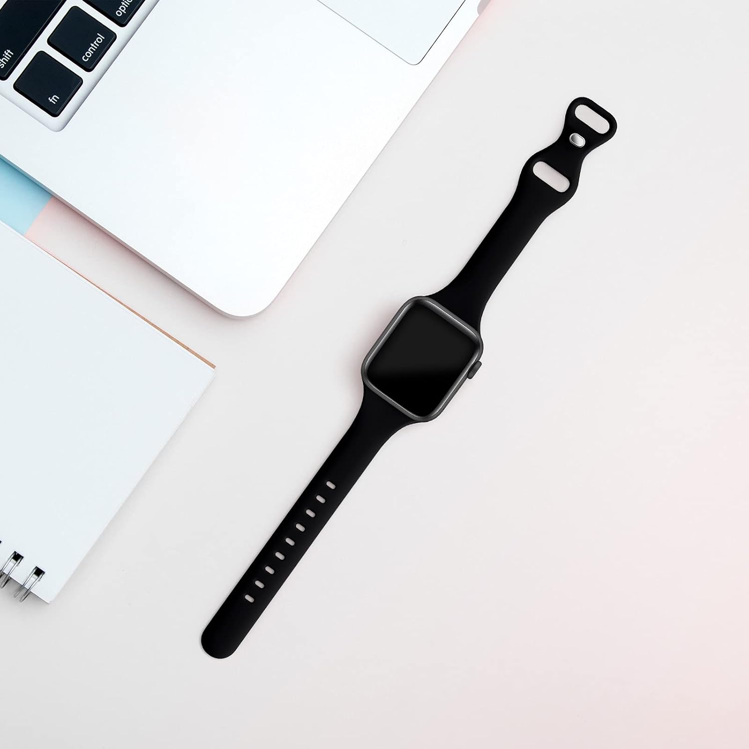 Detalle 2 de Thin Slim Band Compatible with Apple Watch 45mm, silicone strap