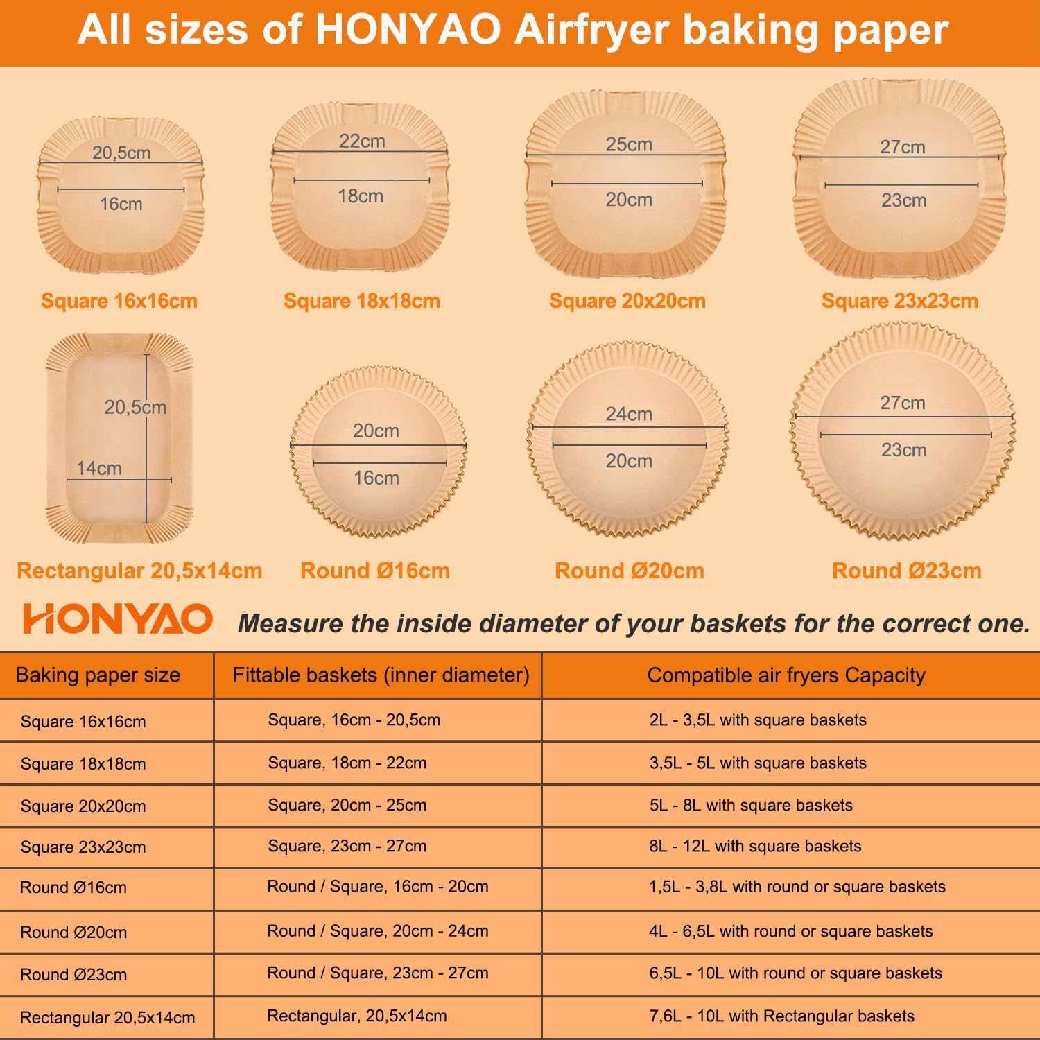 Thumbnail 3 de HONYAO Backpapier für Heißluftfritteuse Dual Zone – 200 Stück, 20,5x14 cm, kompatibel mit Ninja Dual Zone und mehr