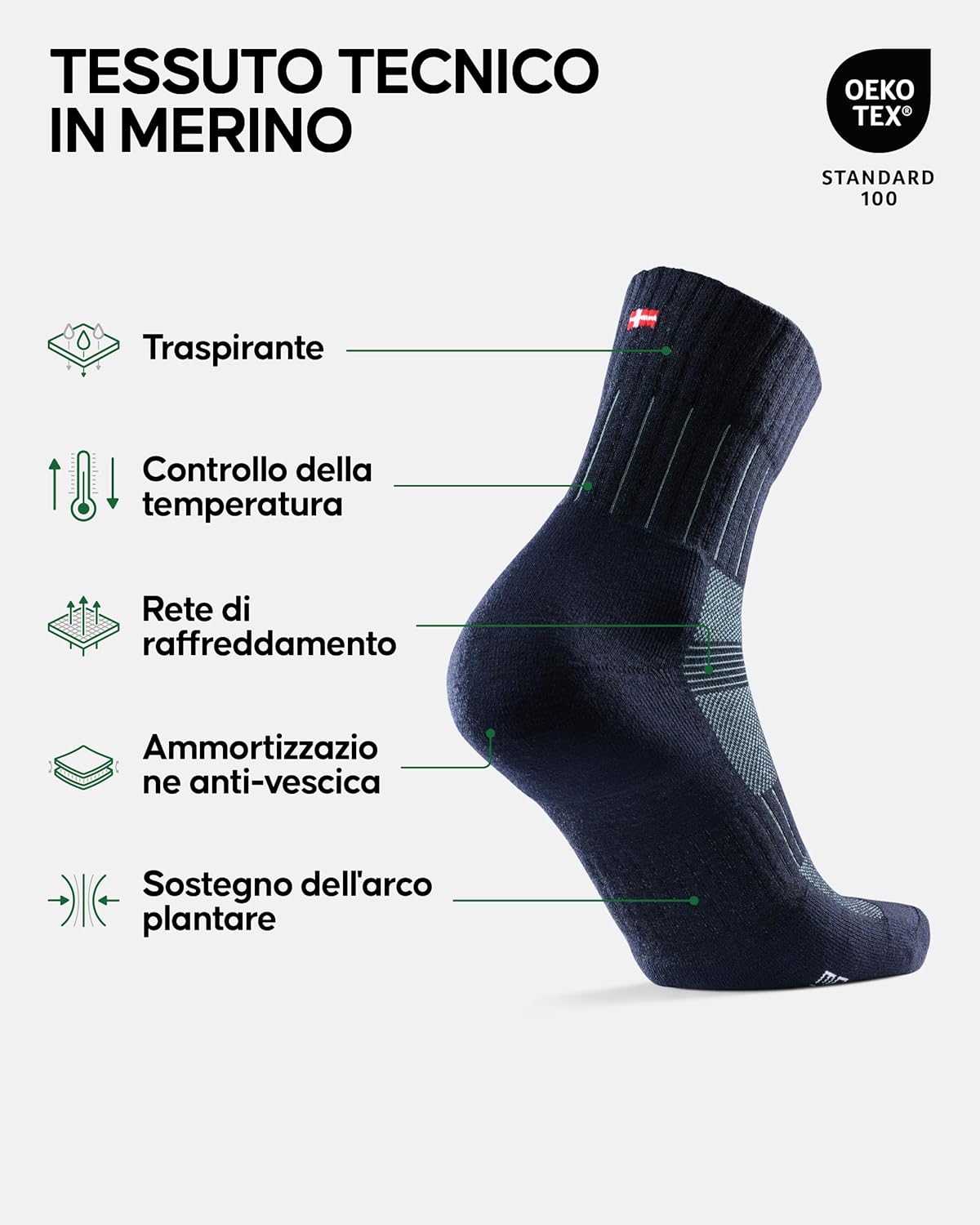 Thumbnail 2 de DANISH ENDURANCE Calze Uomo in Lana Merino per Ciclismo (2 paia) traspiranti e termoregolatrici