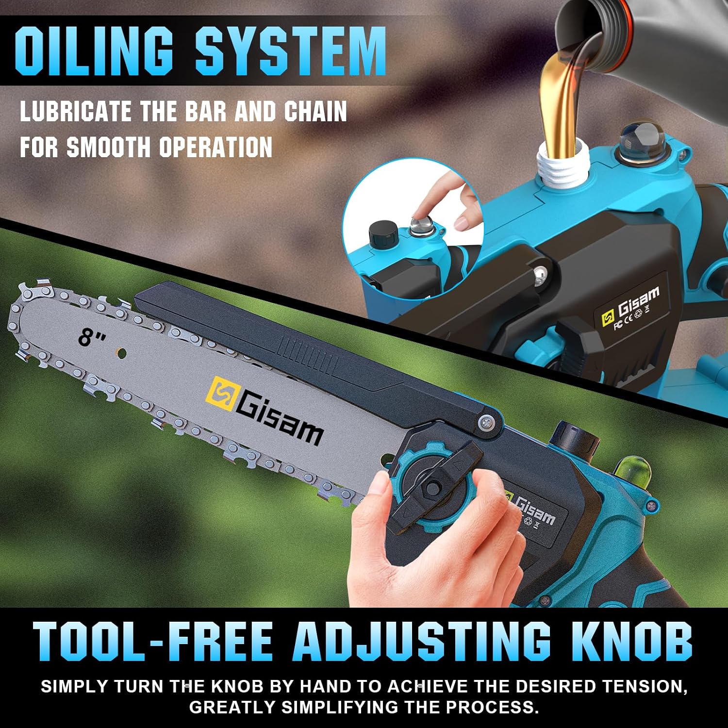 Detalle de 2 in 1 Cordless Pole Saw for Makita 18v: 8 Inch Brushless Chainsaw & Telescopic Pruner