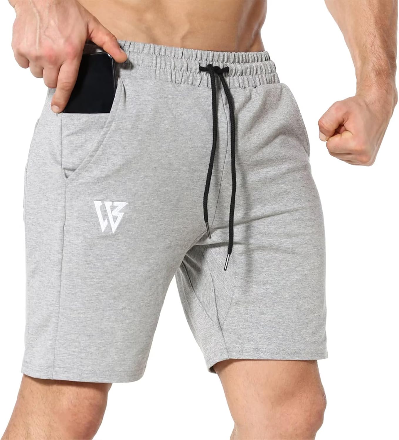 Detalle de ZENWILL Mens Cotton Gym Shorts with Zip Pockets (drawstring, regular fit)