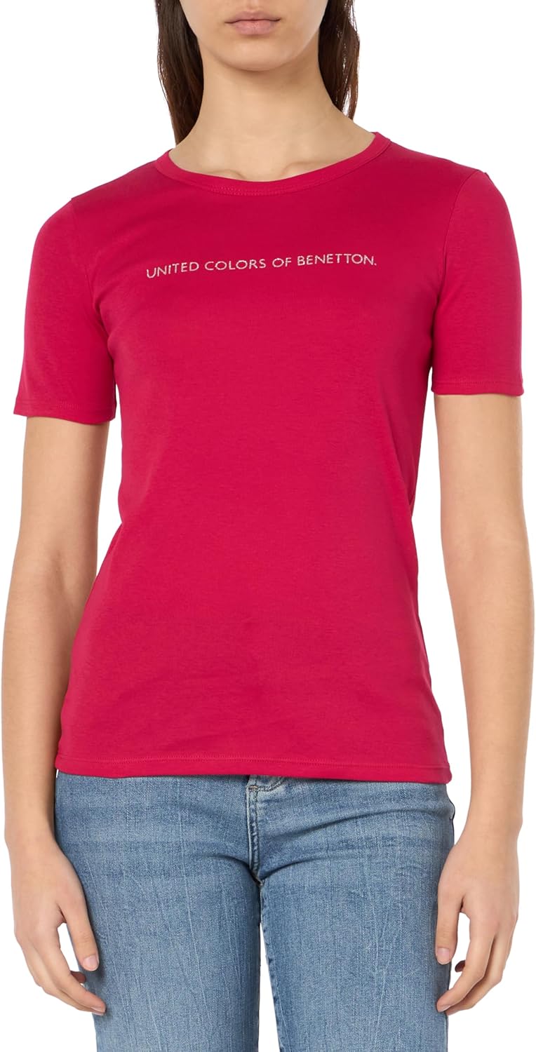 Thumbnail 5 de Benetton Damen Basic T-Shirt 100% Baumwolle