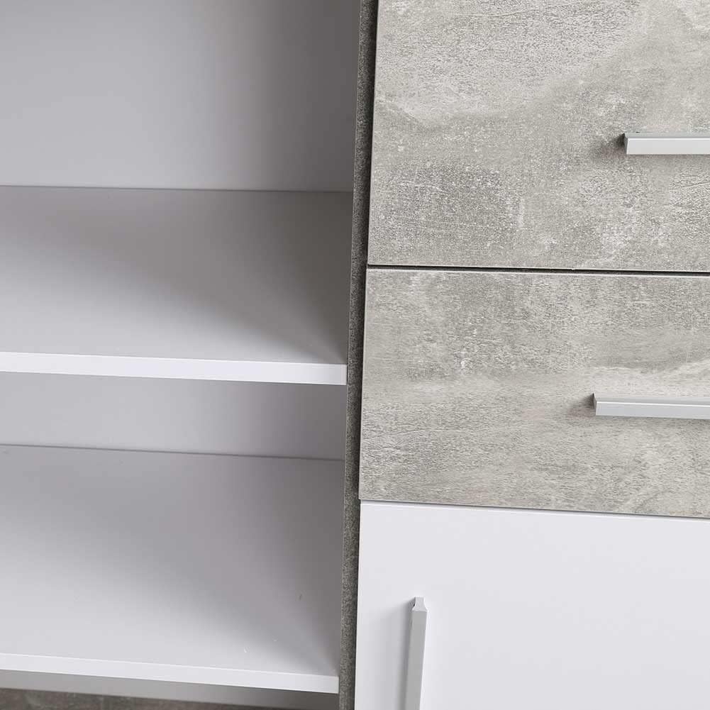 Thumbnail 6 de BAKAJI Mobile Madia con 2 Cassetti e 2 Ante, 82x35x80 cm – Design Moderno in MDF Bianco e Grigio Effetto Cemento