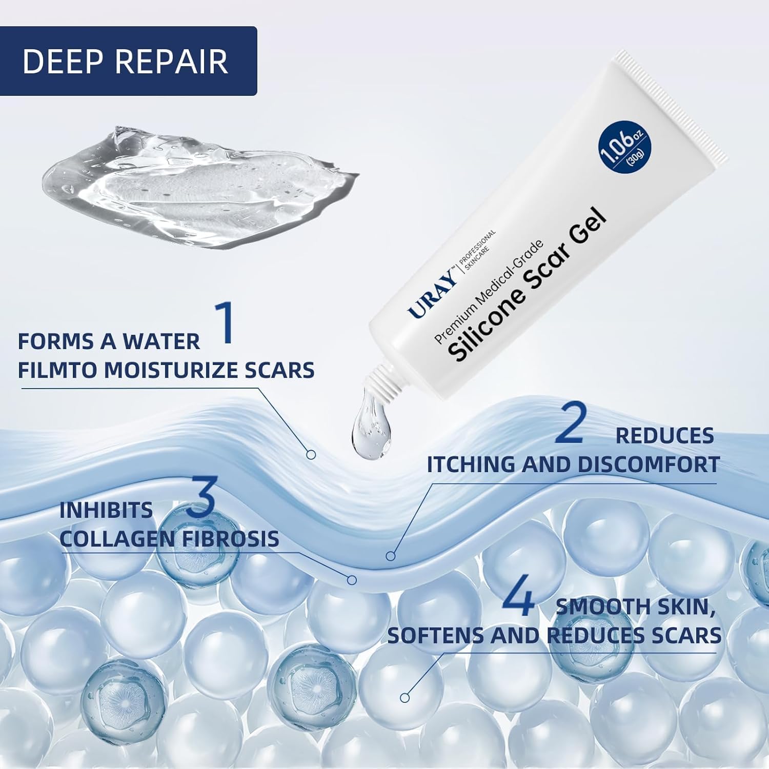 Detalle 2 de URAY Silicone Scar Gel, 30 g, 100% Silicone for Old and New Scars