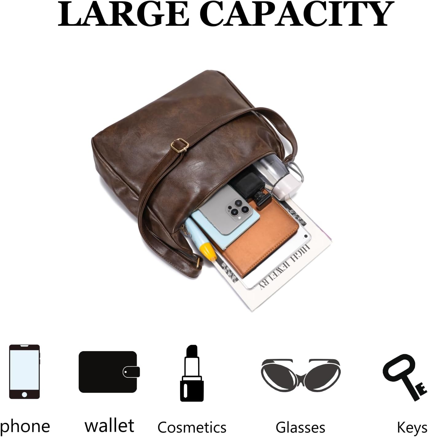 Detalle de JOLLQUE Crossbody Bags for Women: Soft Foldable Vegan Leather Shoulder Handbag