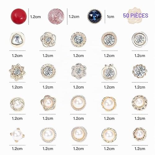 Detalle de VEGCOO 50 Pcs Broches de Chemise et Broches Fantaisie pour Femme – 40 Styles Variés
