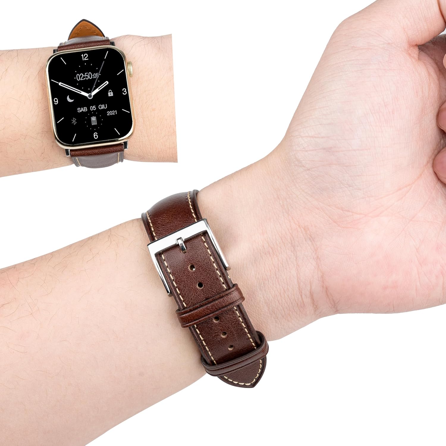 Detalle de Gomvadr leather straps replacement for Apple Watch (42/44/45/49 mm, Ultra & Series)