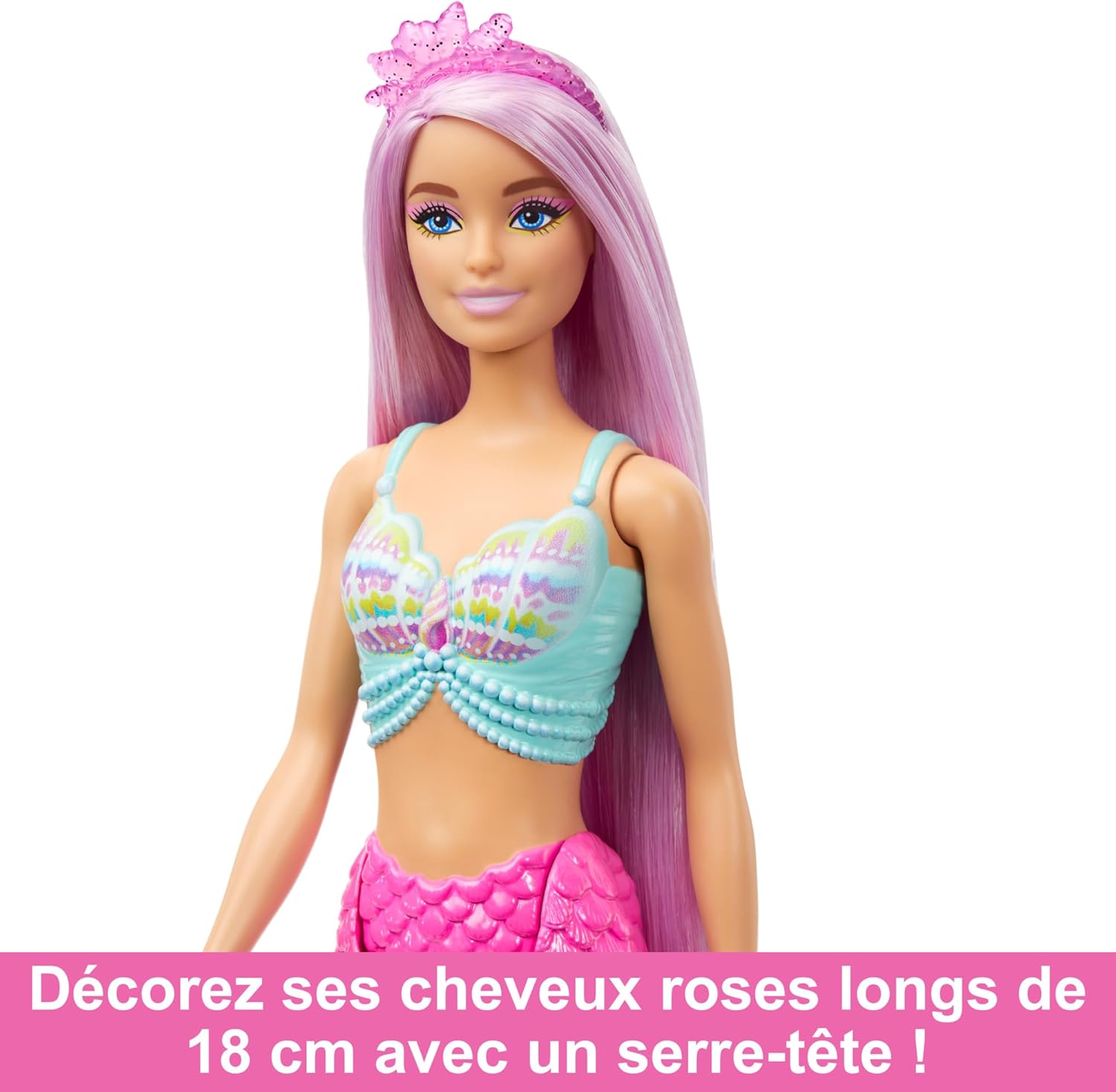 Thumbnail 4 de Barbie Sirène Poupée avec cheveux roses – 18 cm et accessoires pour coiffer