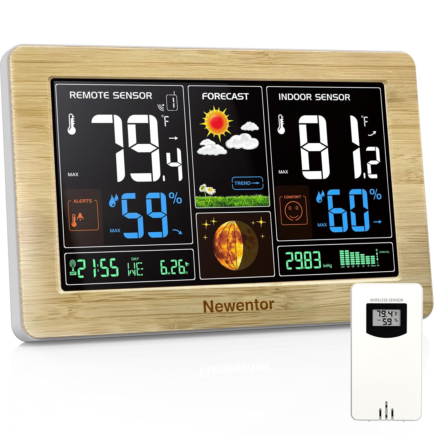 Detalle de Newentor Weather Station Indoor Outdoor Thermometer