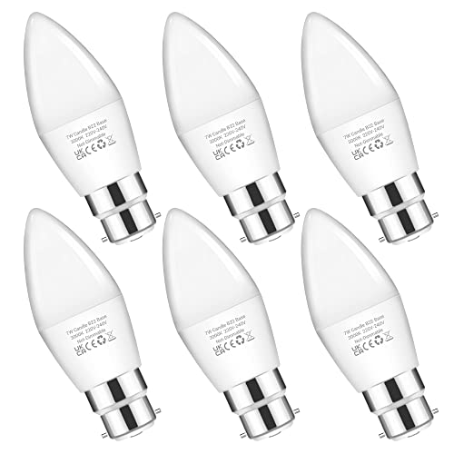 Detalle de Flaspar Bayonet LED Bulbs 60W Equivalent, B22 Candle Bulbs, Warm White, 6 Pack
