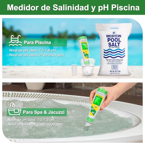 Thumbnail 2 de UIUZMAR Medidor 5 en 1 de pH y salinidad para piscina, hidroponía y más