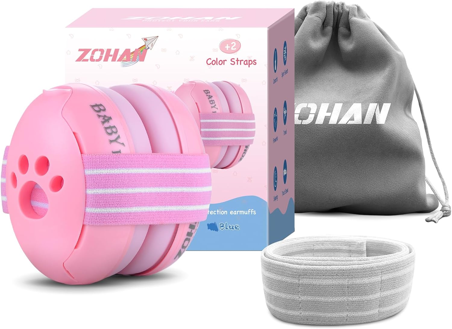 Thumbnail 5 de ZOHAN 001 Ear Defenders Baby 3-36 Months: Adjustable 23dB Noise Cancelling Earmuffs (Pink)