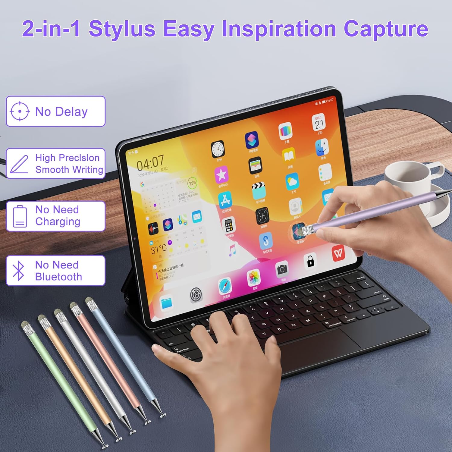 Detalle 2 de Zhao Cai Jin Bao K-518 Stylus Pens, 6-Pack with Disc and Fiber Tips