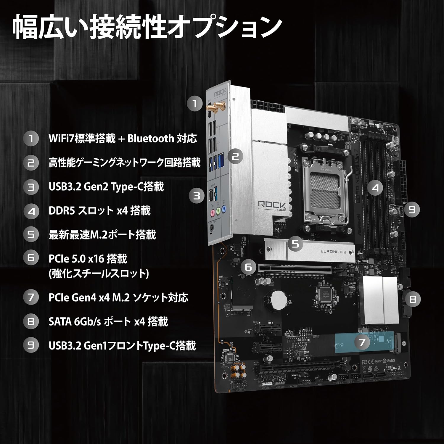 Thumbnail 6 de ASRock B850 Rock WiFi7 AMD B850搭載 ATXマザーボード DDR5・Wi-Fi 7対応
