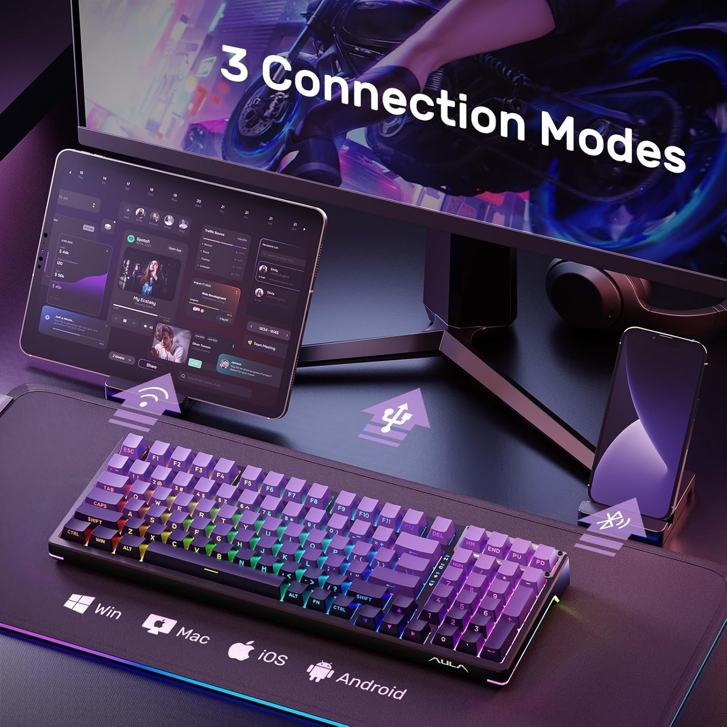 Detalle 2 de AULA F99S Mechanical Keyboard 99 Keys ⌨