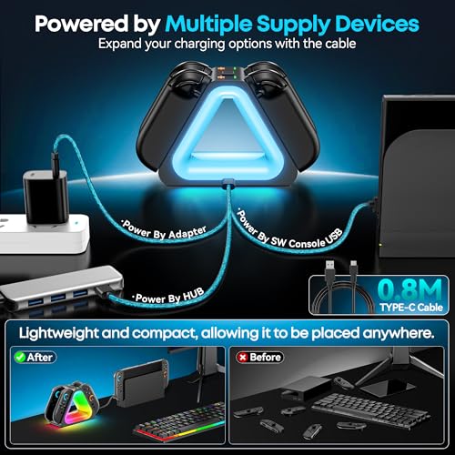 Thumbnail 4 de Tokluck Base de Carga Joy‑Con 2 con 7 luces RGB 📧