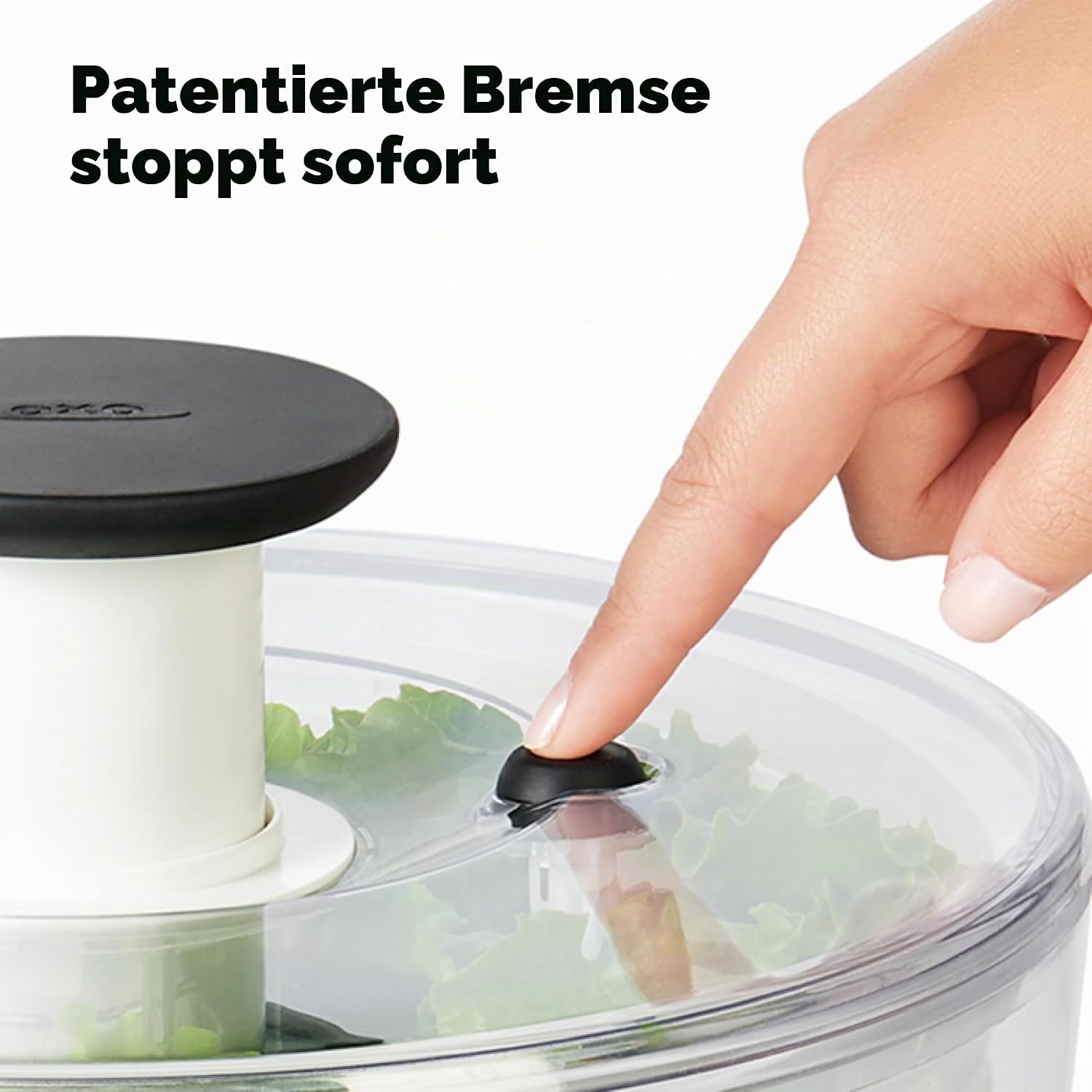 Detalle de OXO Good Grips Salatschleuder mit Sieb und Deckel – zum Waschen und Trocknen von Salat