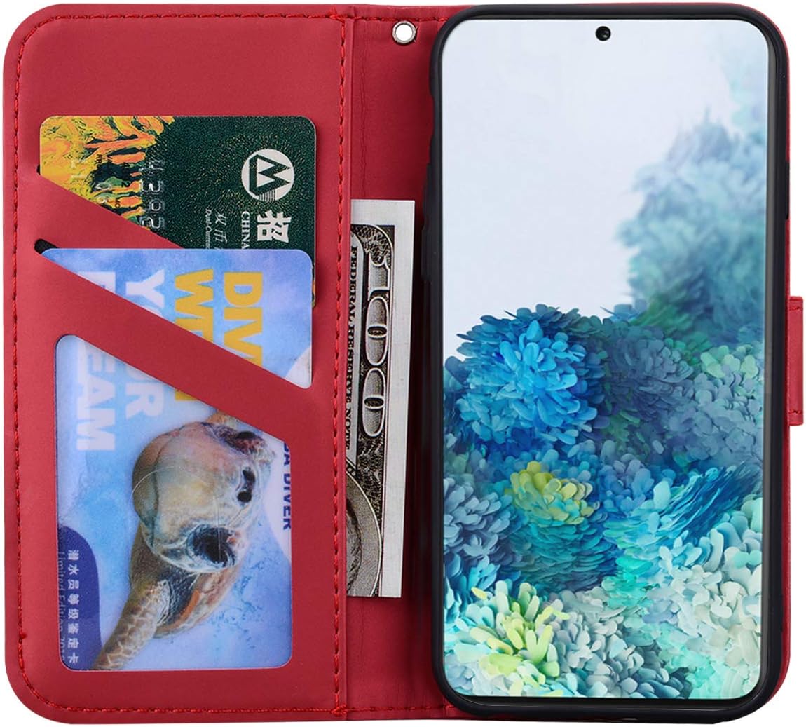 Detalle de Ailisi Galaxy S25 Edge Hülle mit Kartenfach und Ständer – Dunkelrot, PU Leder, Katzen-Design