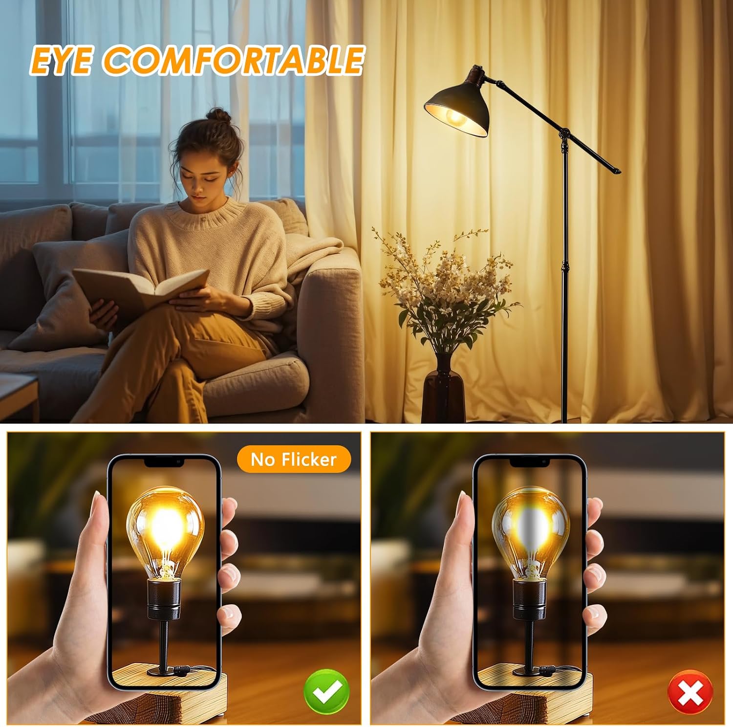 Detalle 2 de Dehobo E14 LED Warmweiß Vintage Glühbirne – 6er-Set, 2700K, 4W, 380 lm, Filament, Nicht Dimmbar