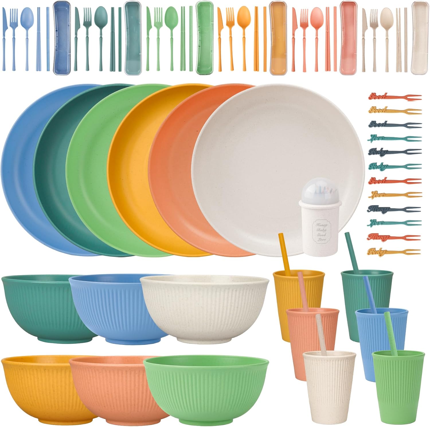 Unbreakable 66 piece dinnerware set for 6