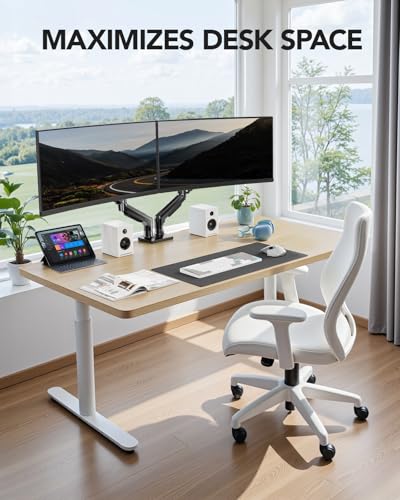 Thumbnail 7 de HUANUO FlowLift Dual Monitor Stand — Fully Adjustable Dual Arm Desk Mount for 13–32" Screens