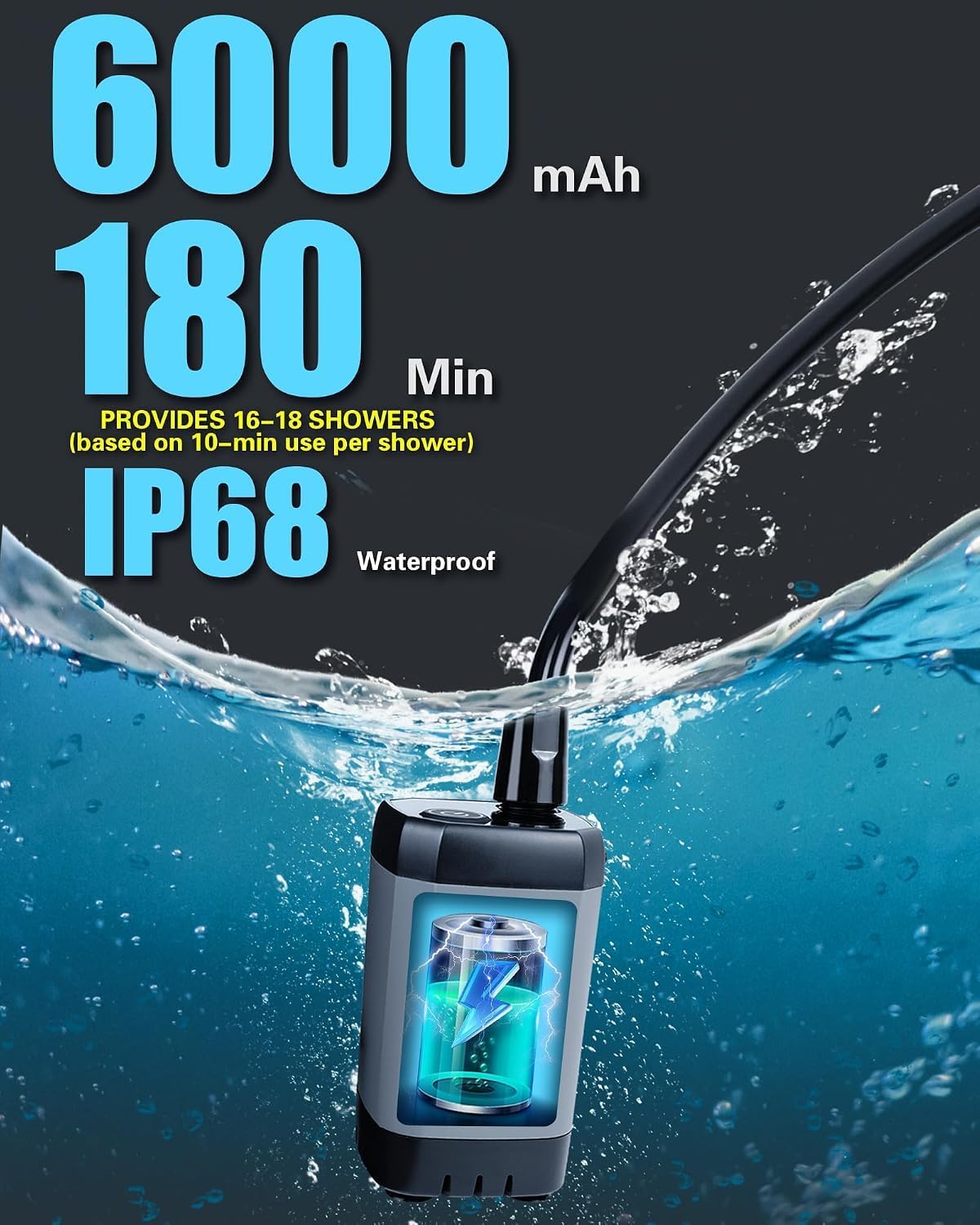 Thumbnail 1 de Beviliu Portable Shower Camping – 6000mAh Rechargeable Outdoor Shower Kit