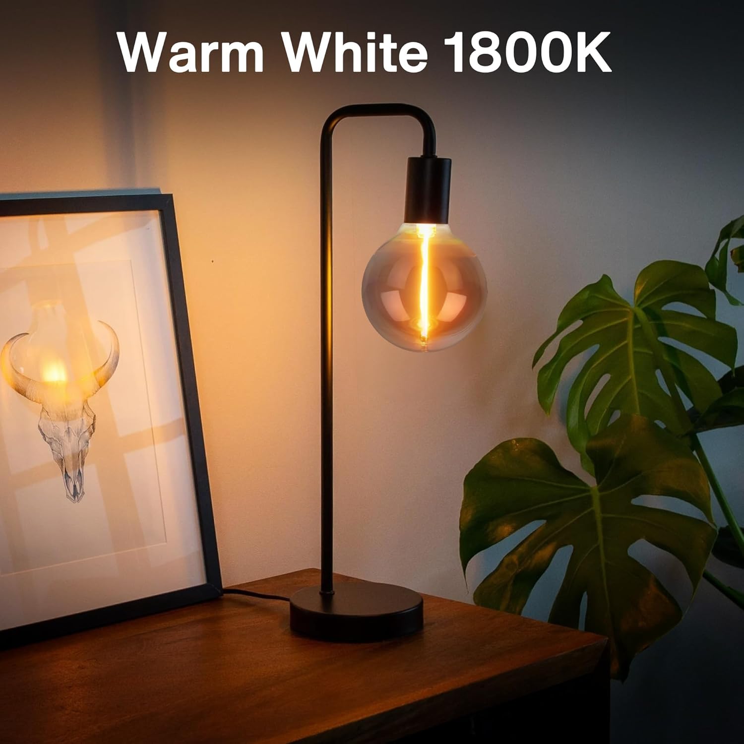 Detalle de DSLebeen E27 Edison LED Filament Bulb, G80 Vintage Smoke Glass 2W 60LM (3 Pack) 1800K Warm White