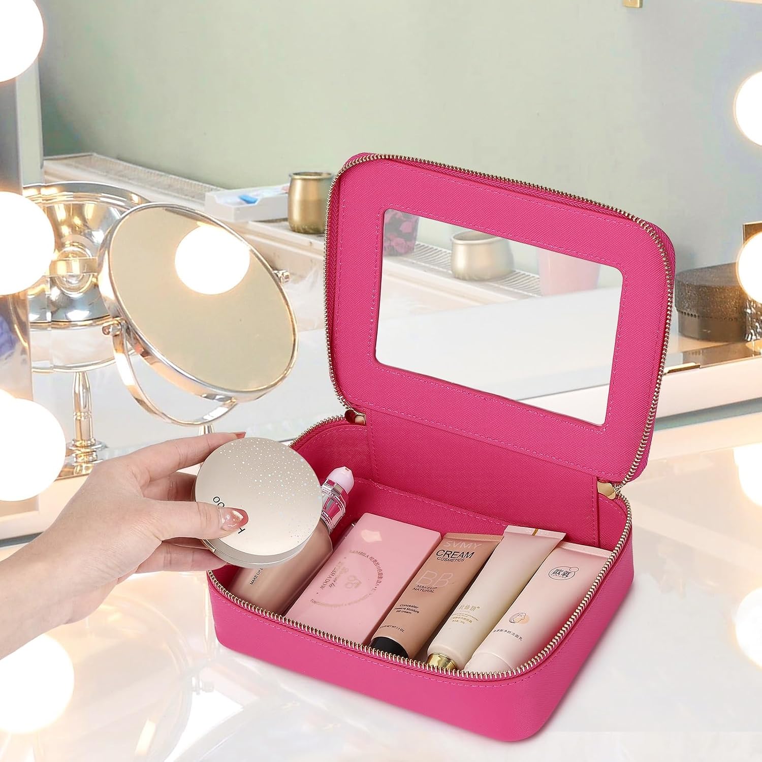 Detalle de LOFOWN Clear Makeup Bag Set, Fuchsia