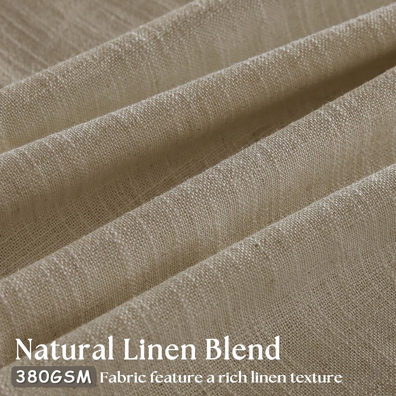Thumbnail 2 de Pinch Pleated Linen Curtains 102 Inches Long (2-Panel Set) in Gray Beige Tan Neutral