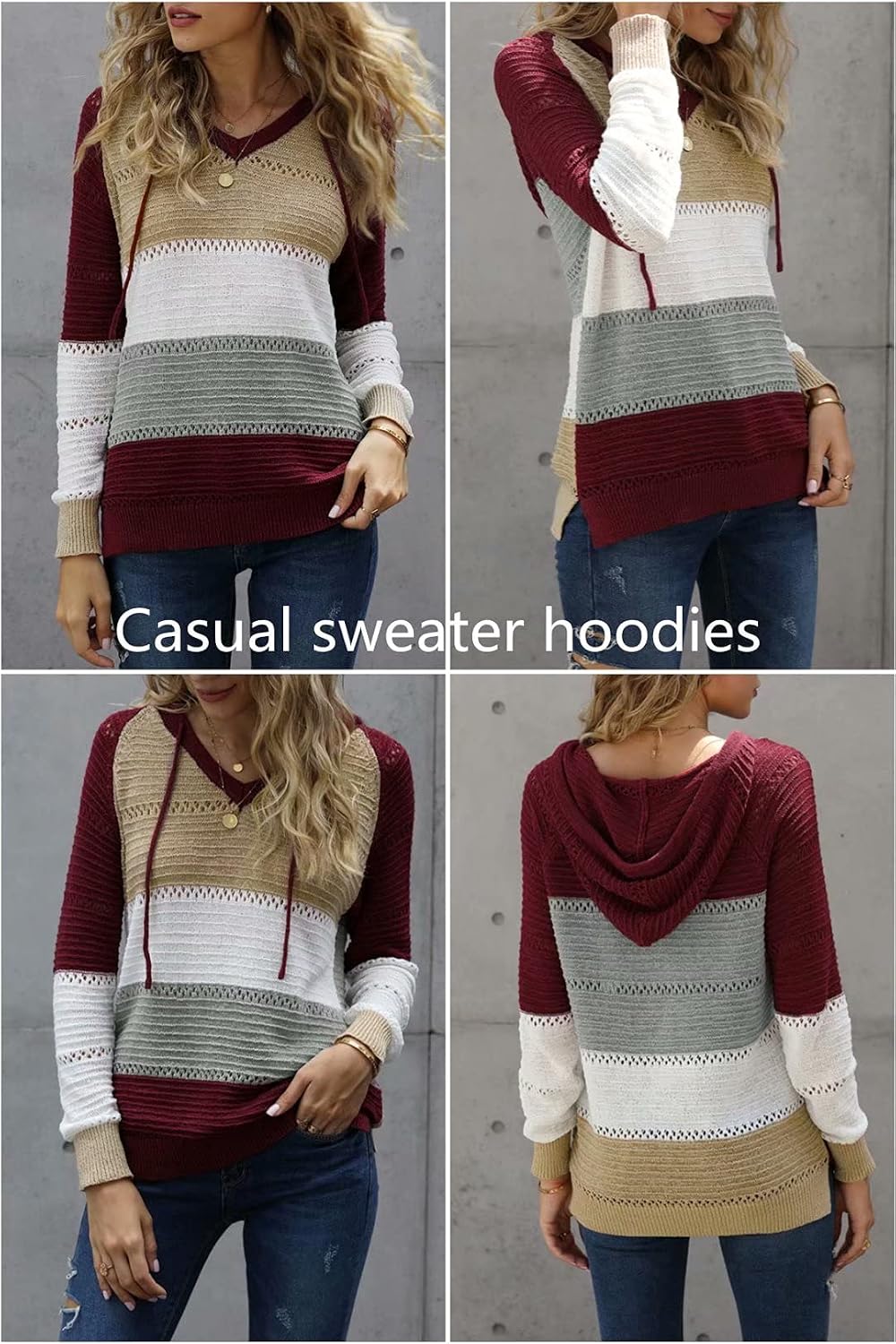 Detalle de BLENCOT Women's Knit Hoodie Sweater