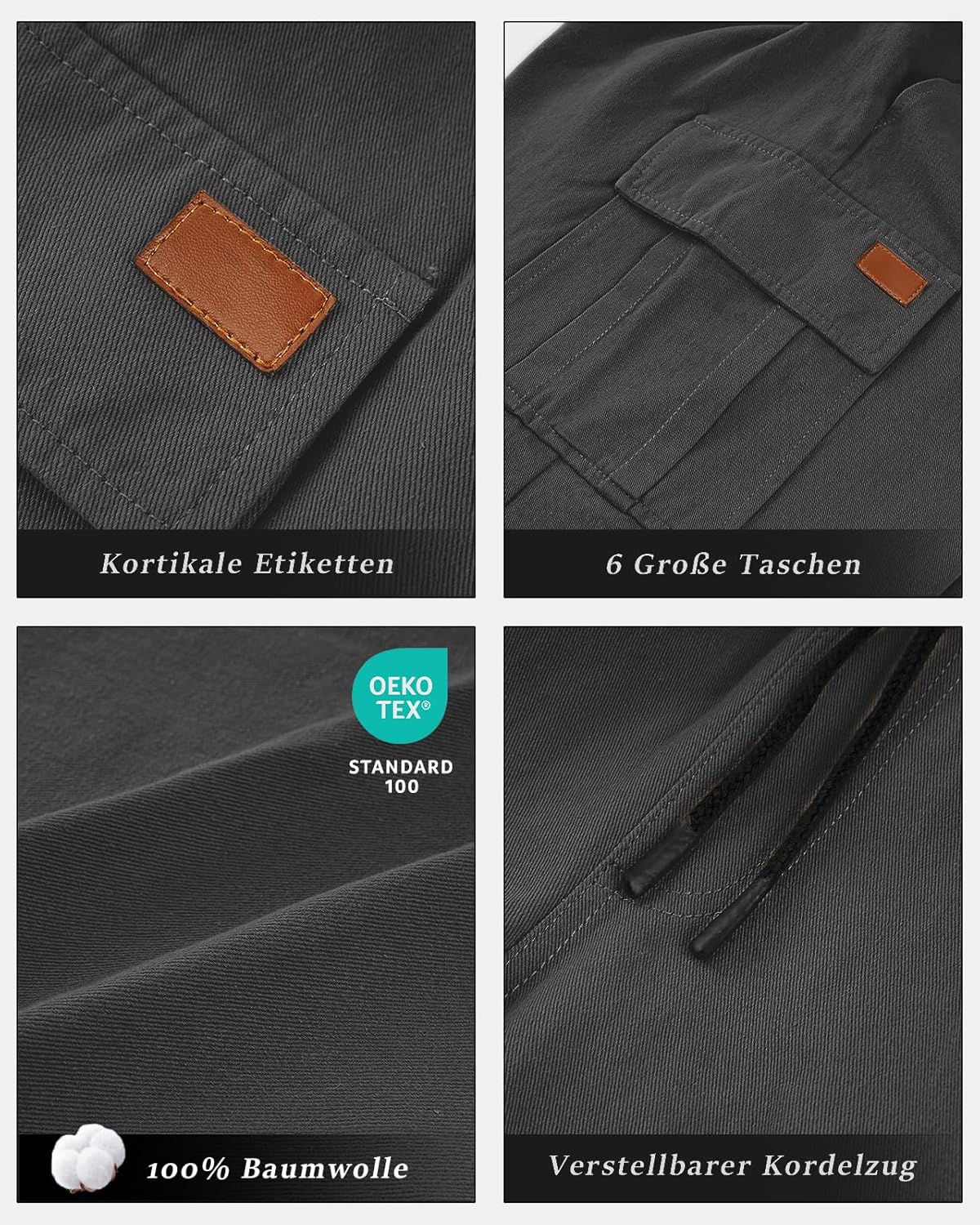 Thumbnail 4 de HMIYA Cargo-Shorts für Herren aus Baumwolle – kurze Bermuda mit Taschen