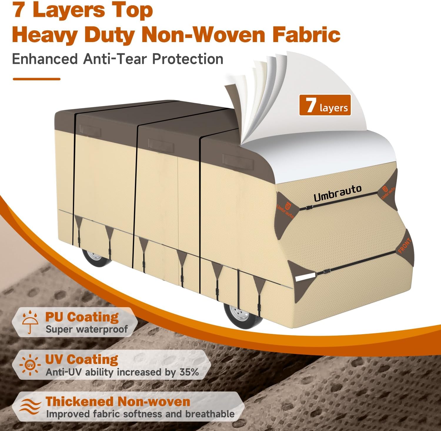 Detalle de Umbrauto Class C RV Cover 23'–26' Heavy‑Duty