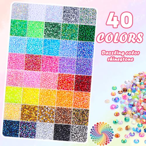 Thumbnail 5 de JOLCEEY 36000pcs Nail Art Rhinestones – 3mm Flat Back Gems in 40 Colours with Pick Up Tweezers and Pen