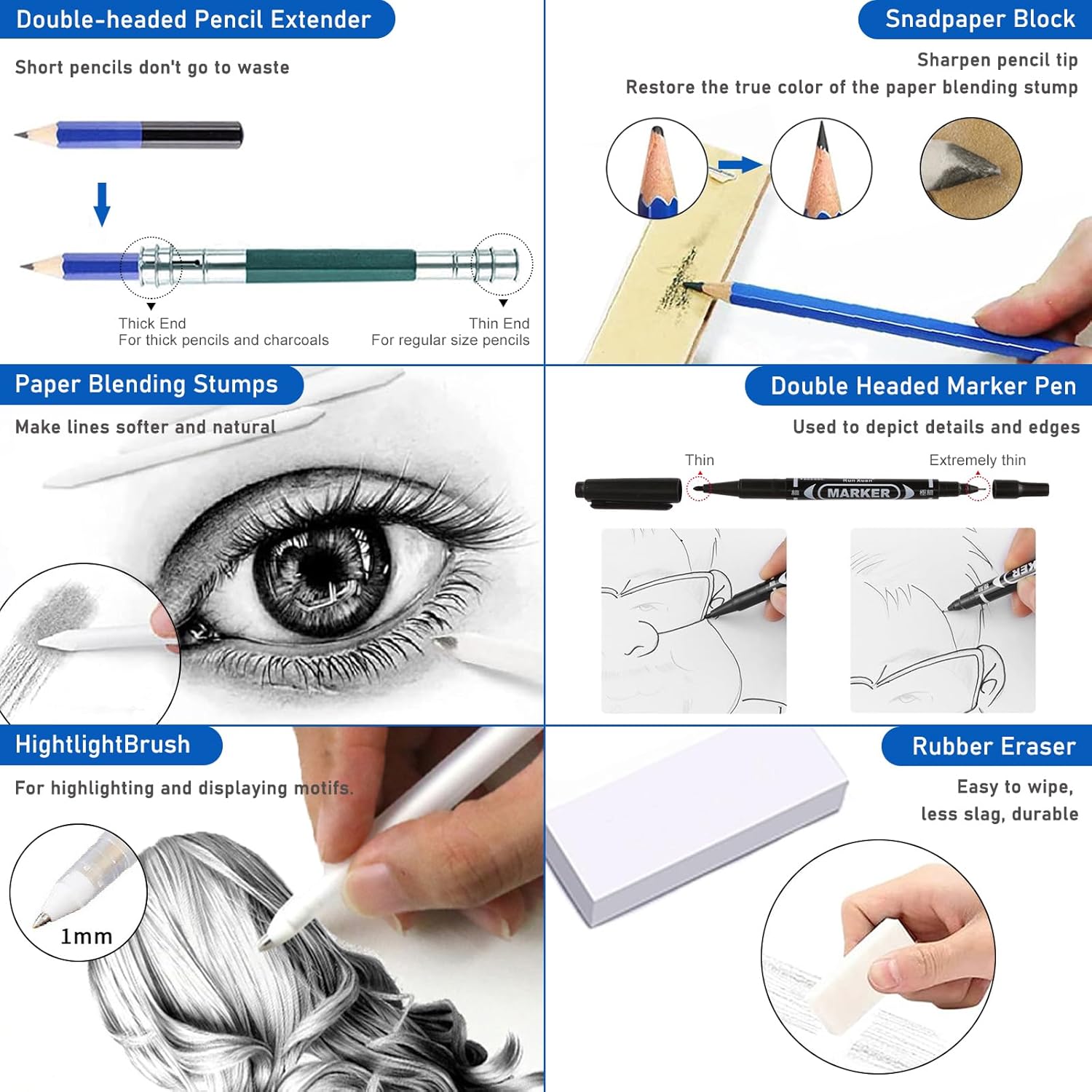 Detalle de 146Pcs Drawing and Sketching Colored Pencils Set — Complete Professional Kit for Artists
