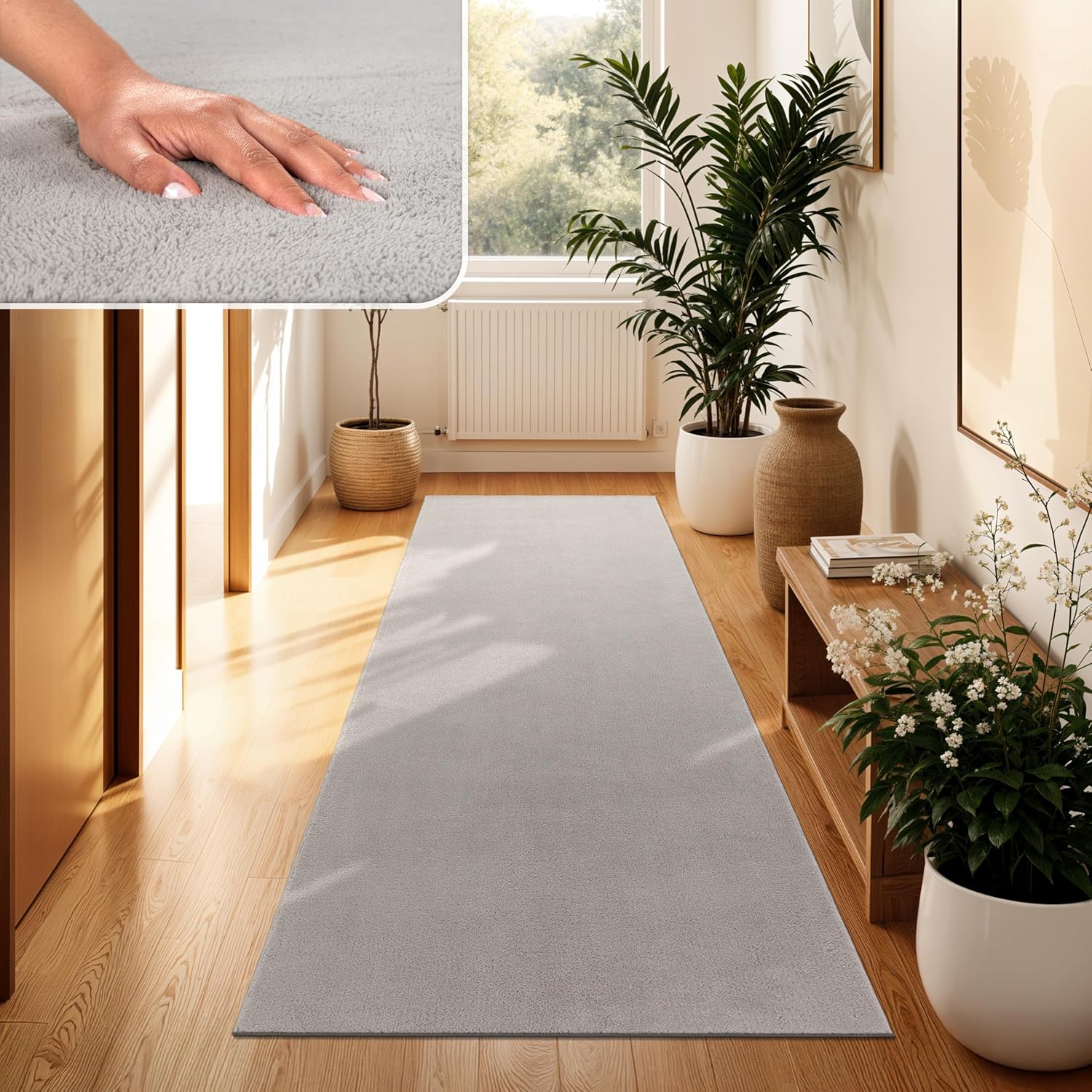 Thumbnail 6 de Paco Home Moderner Wohnzimmer-Teppich Kurzflor (80 x 300 cm), waschbar – Creme 4