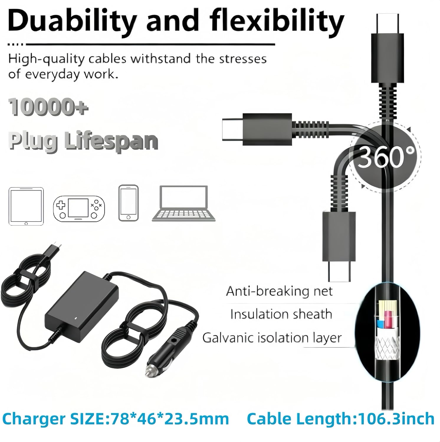 Thumbnail 3 de Hafiuege 12V/24V 100W USB-C Car Laptop Charger
