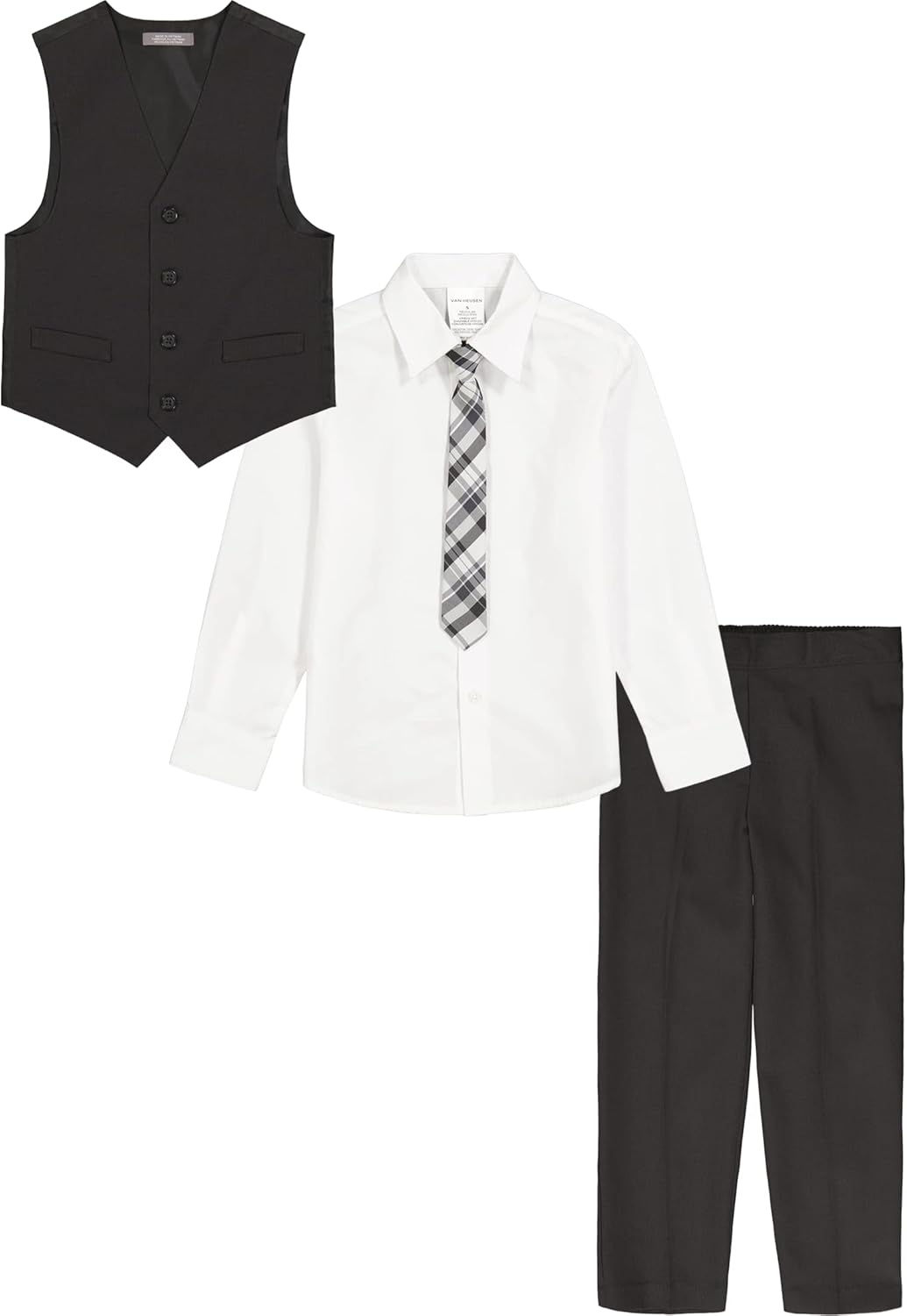 Detalle de Van Heusen Boys' 4-piece Formal Suit Set: Vest, Pants, Dress Shirt & Tie
