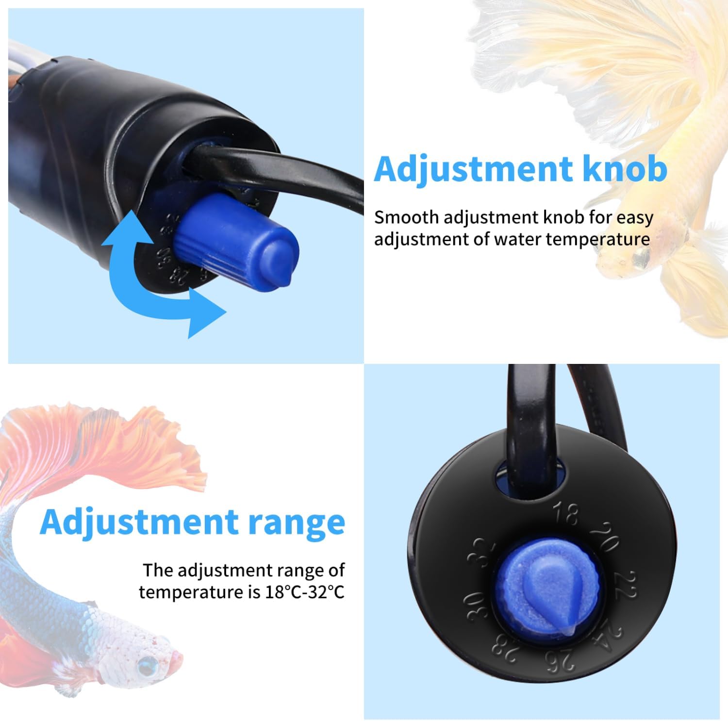 Thumbnail 1 de Riscaldatore per acquario Nobleza 100W per vasche 30-100L, termostato regolabile con display (18–32°C)