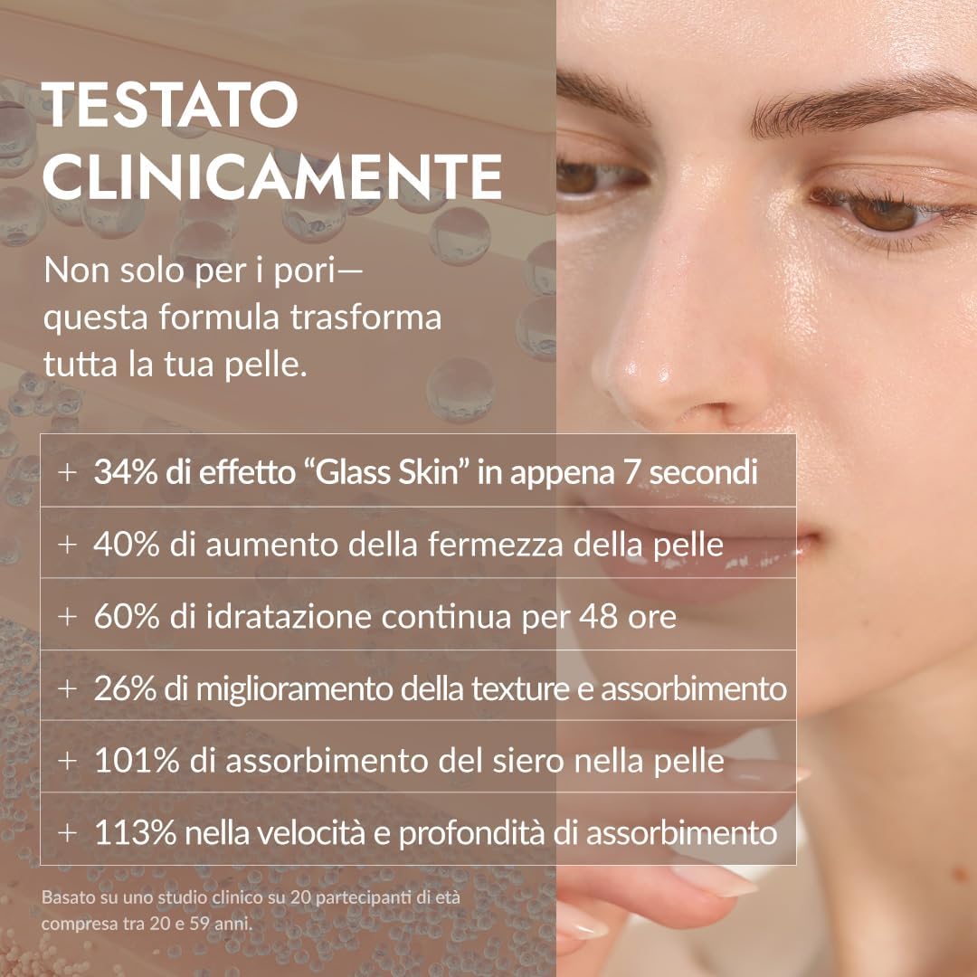 Thumbnail 5 de Booster siero con 7 peptidi Vergan 150 ml (7 vasetti da serbatoio) per effetto glass skin e pori più raffinati