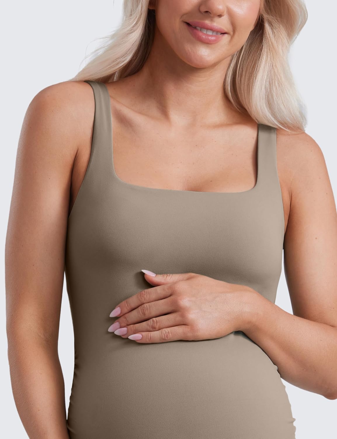 Detalle 2 de CRZ YOGA Butterluxe Donna Quadrato Collo maternità – Top e reggiseno integrato per gravidanza e postpartum