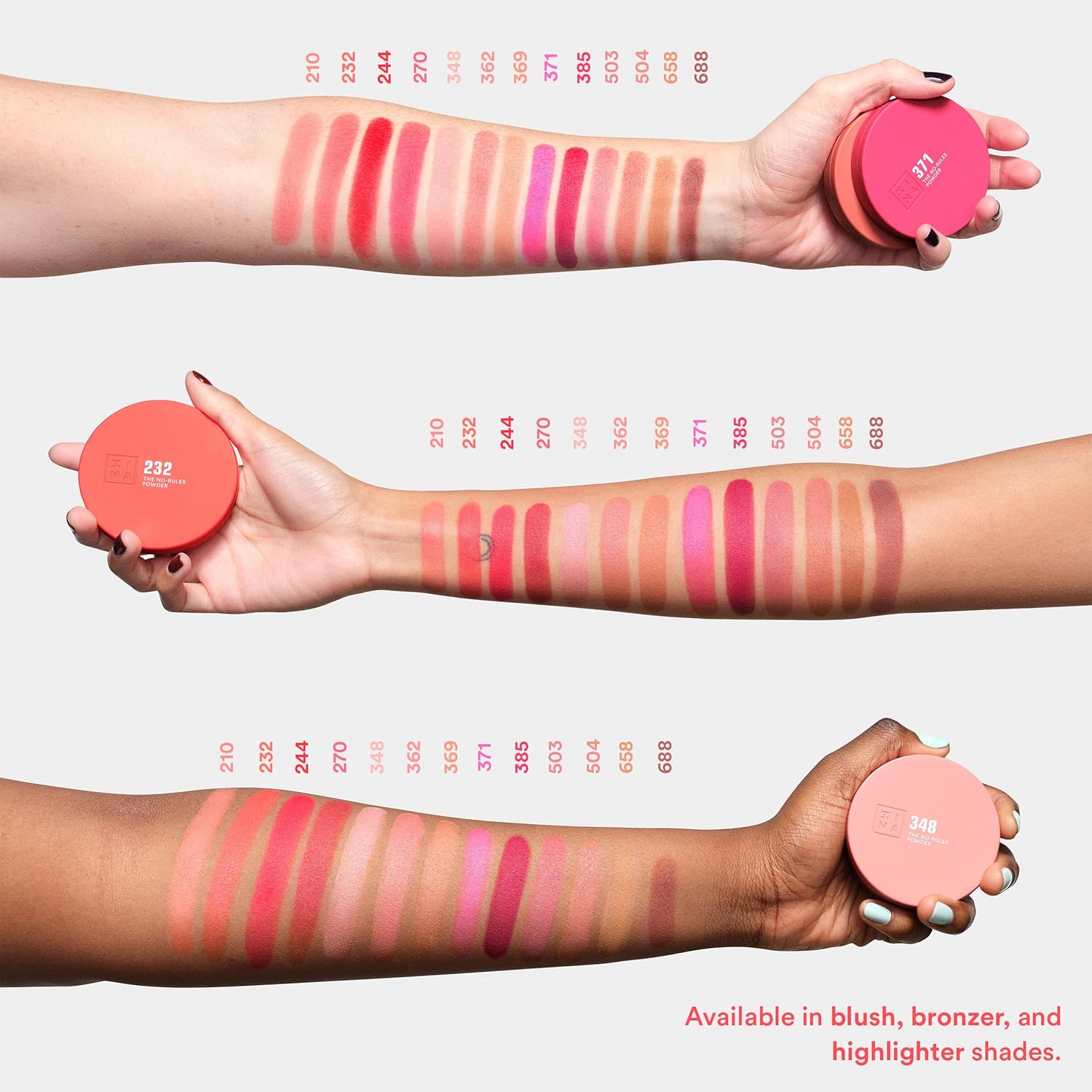 Thumbnail 2 de 3ina The No-Rules Powder 232 Corallo Vivo, polvere compatta 3 in 1 per occhi, labbra e viso