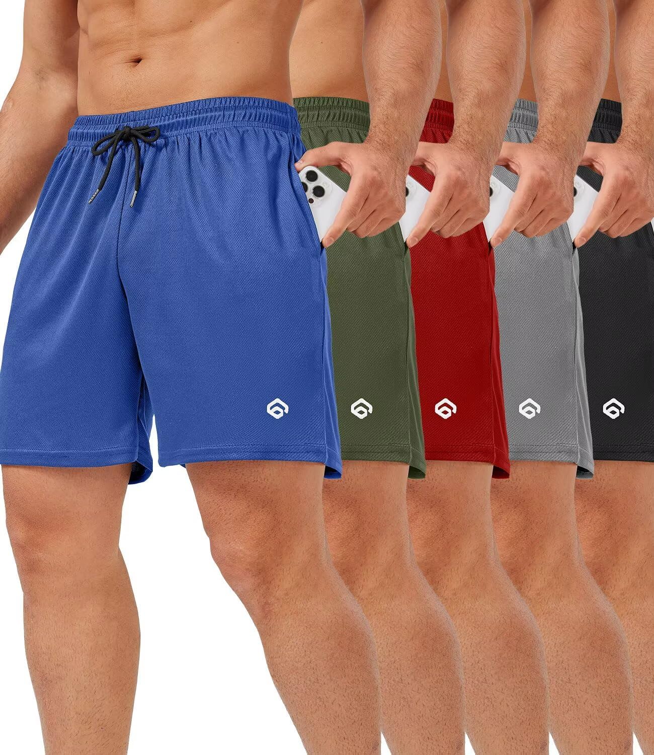 Thumbnail 6 de lomsoe 5 Pack Gym Shorts Men 5 Inch Quick Dry Mesh Shorts with Pockets