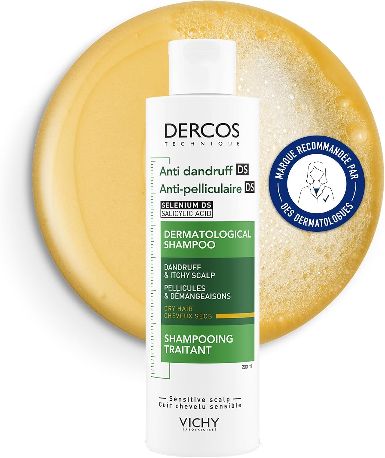 Detalle de Dercos DS Shampooing Antipelliculaire pour Cheveux Secs de VICHY
