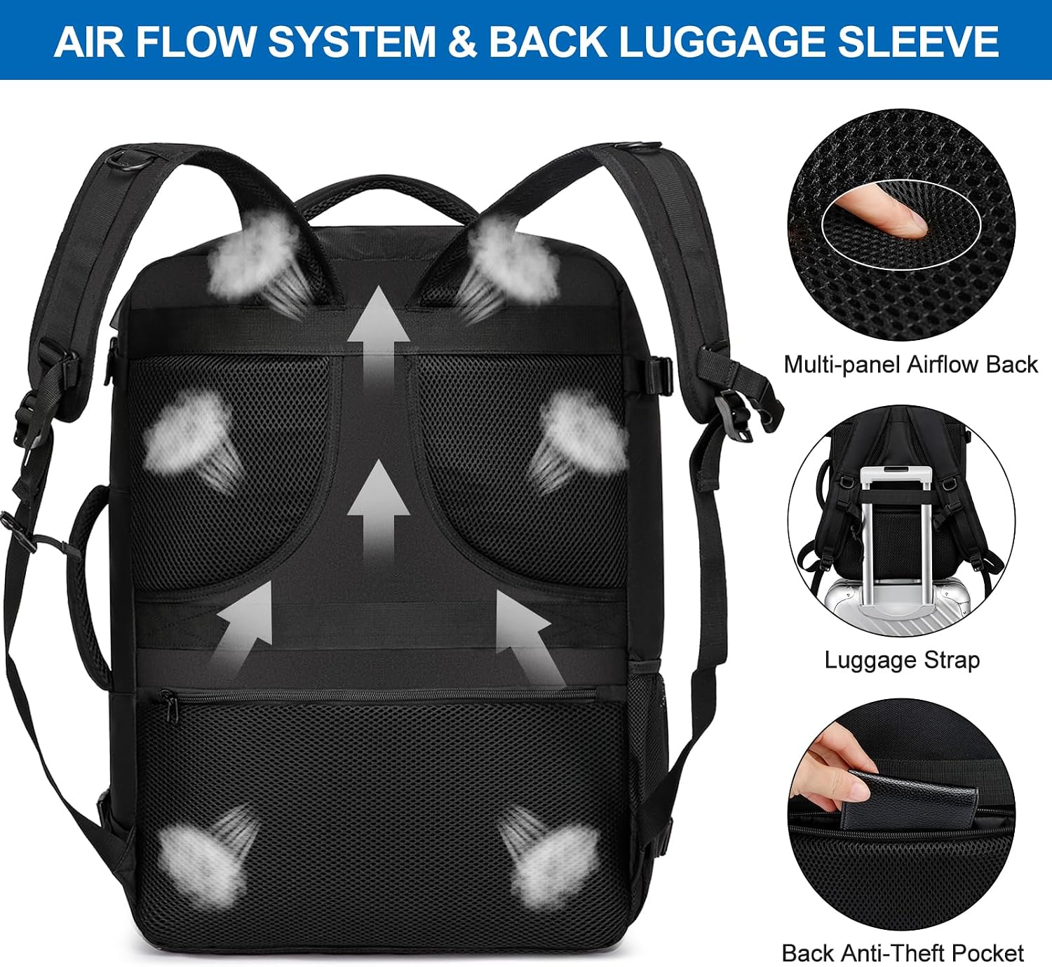 Thumbnail 6 de Handgepäck Rucksack 44L für Flugzeug, 17 Zoll Laptop