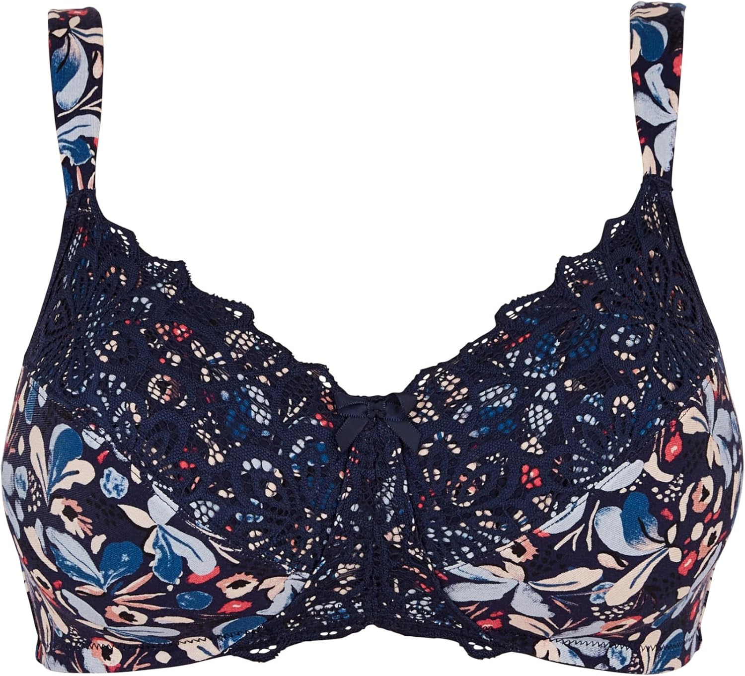 Detalle 2 de Sans Complexe Flora – Soutien-gorge emboîtant sans armatures, coton imprimé, dentelle et bretelles larges