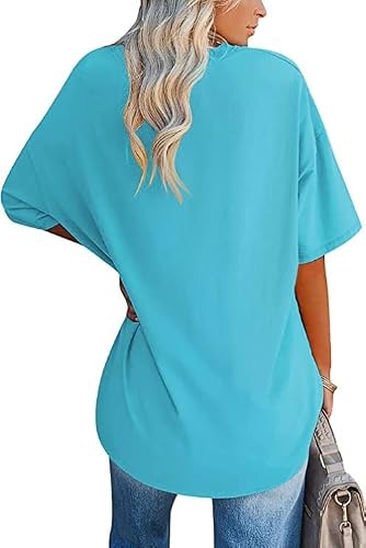 Detalle 2 de Ebifin T-Shirt Oversize Femme à Col V Bleu Ciel – Taille XL