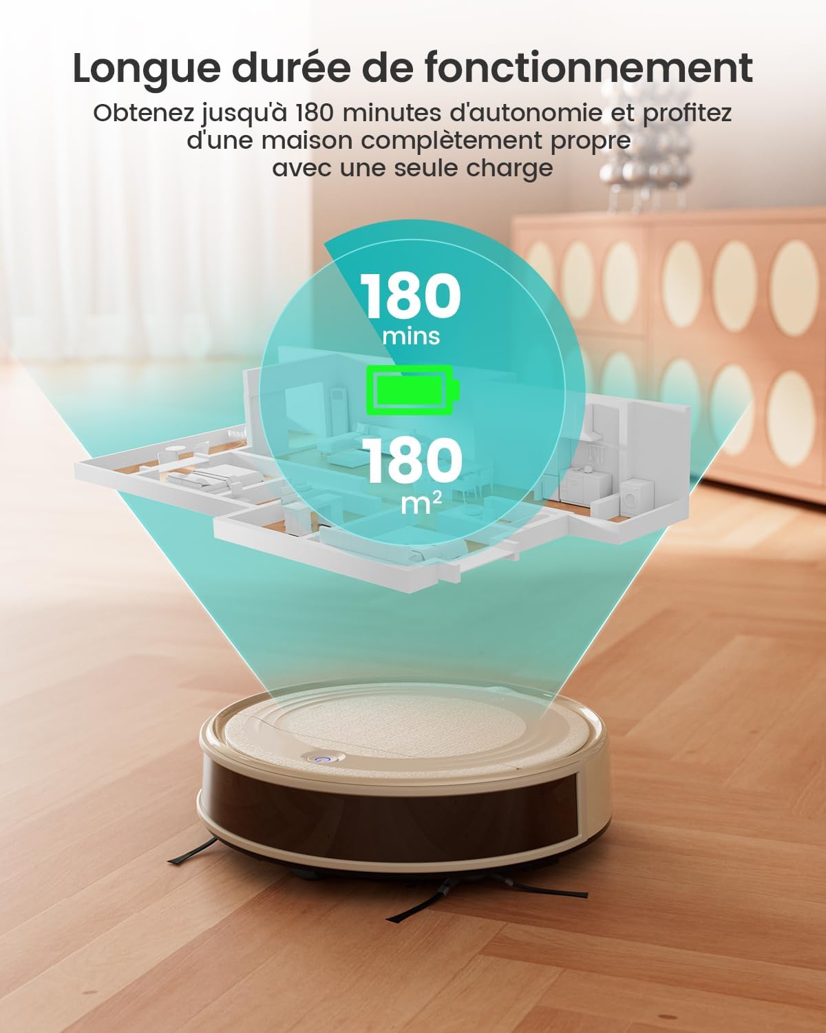 Detalle de Lefant M310 : aspirateur robot silencieux 4500 Pa, antienchevêtrement et évitement d’obstacles